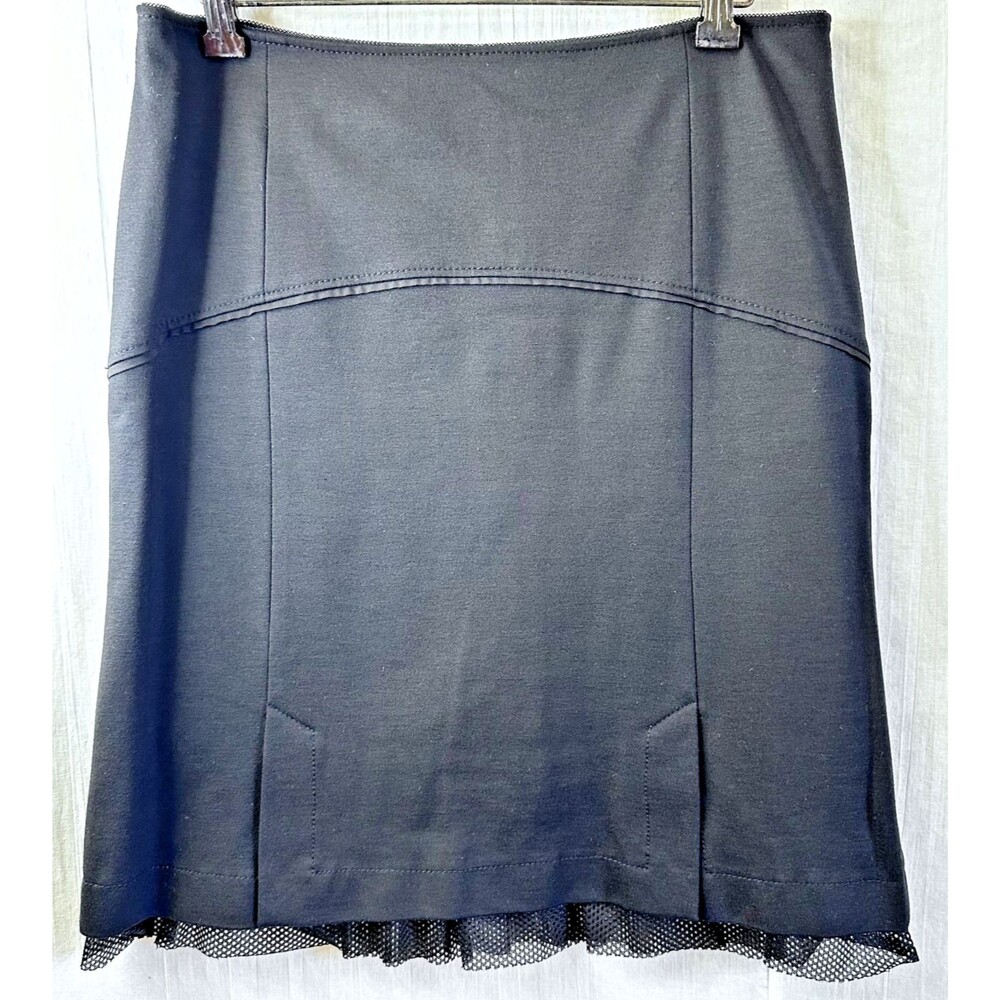 Apriori by Escada Black Stretch Tulle Hem Knee Length Pencil Skirt Sz 8